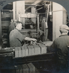Brick Making, Pressing Cut Clay Into Bricks