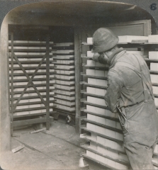 Green brick in dryers after moulding