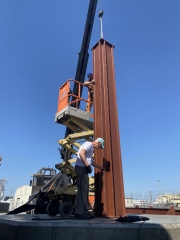 Erecting steel support columns