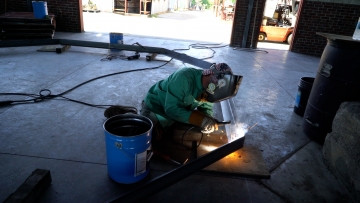 Matt McClelland welding octagonal framework