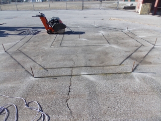 Layout and saw cutting for foundations