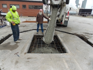 Placing concrete for foundations
