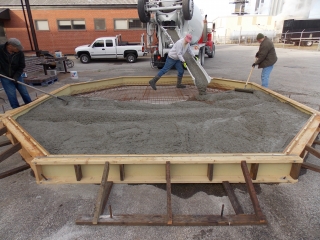 Placing concrete for base